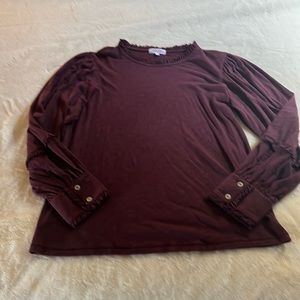 GUC Goldie Lewinter Burgundy Tee with Ruffles Size L